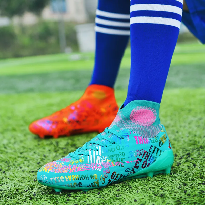 

PDEP size 35-46 graffiti breatheable sport football shoe for bosy and men indoor and outdoor men sports football soccer shoes, Colourful,grey,blue,orange