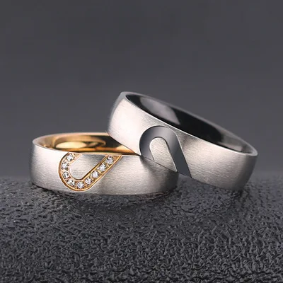 

Korean fashion titanium steel heart-shaped diamond ring stainless steel rose gold couple love ring pair ring