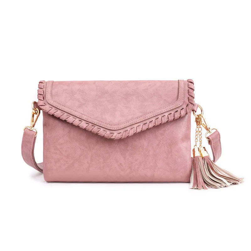 

2022 New Personalized Double Pu Leather Tassels Blank Vegan Leather Knitted Message Crossbody Bags