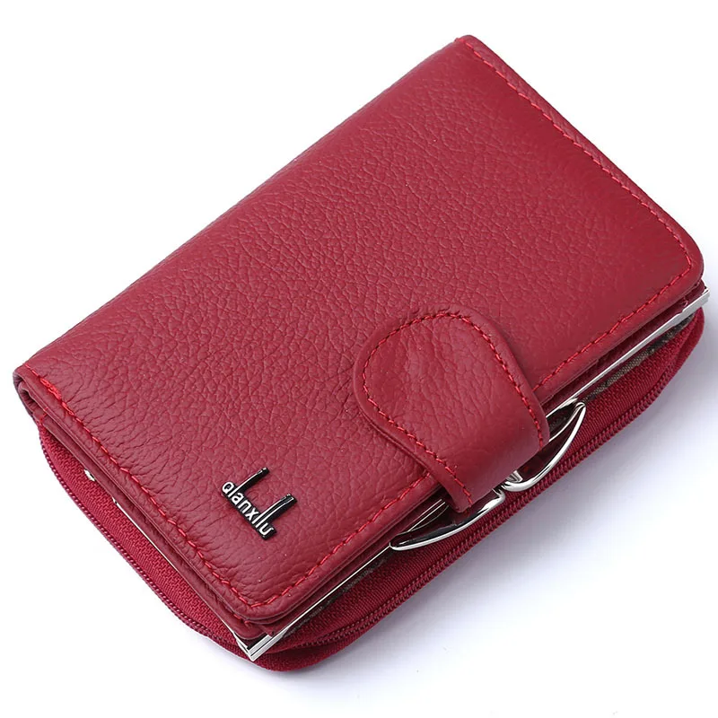 

Luxury Wine Women's Zipper Wallet Buckle Coin Purse Leather Women's Wallet Clutch, Red