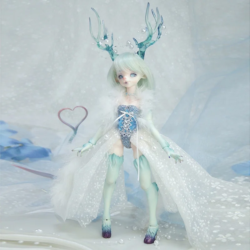 

Ice Arubi BJD SD Dolls  Resin Figures Blue Transparent Horn High Quality Toys, Natural skin