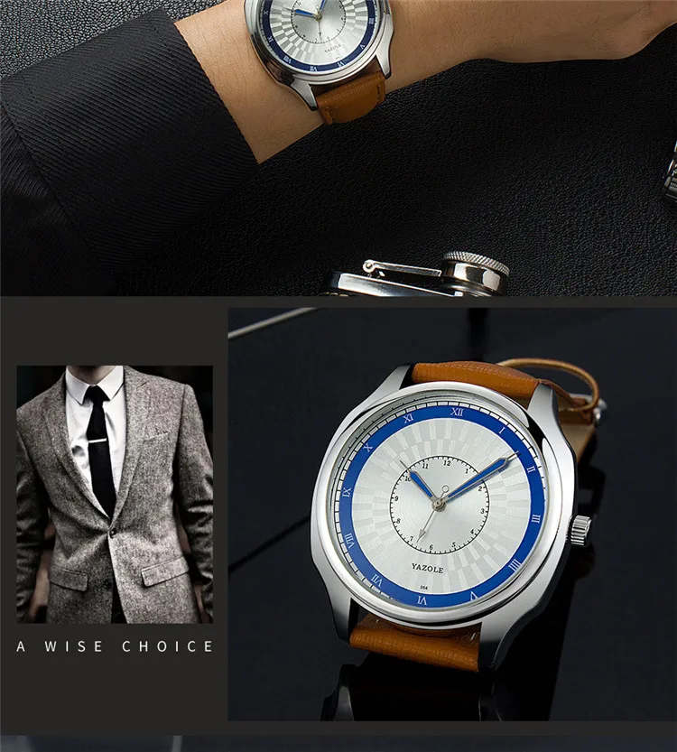 Yazole 354 Men's Watch Top Brand Luxury Men Watches Fashion Leather Quartz Reloj Hombre Business Gentle Clock Designer