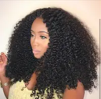 

top quality unprocessed dyable natural 13*6 frontal lace wigs short afro kinky human hair wigs for black women