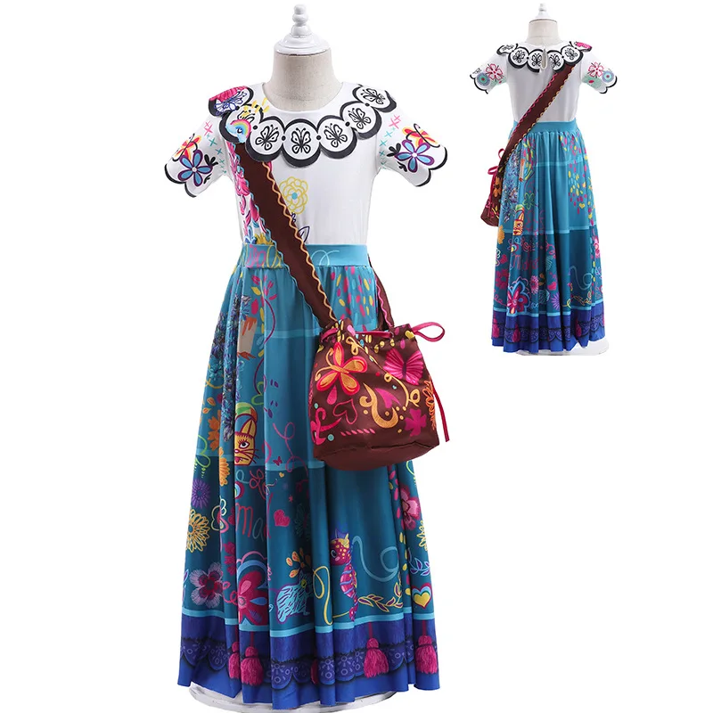 

MQATZ Cosplay Costume Halloween Princess Dress Encanto Mirabel Girl Party Dress With Free Bag