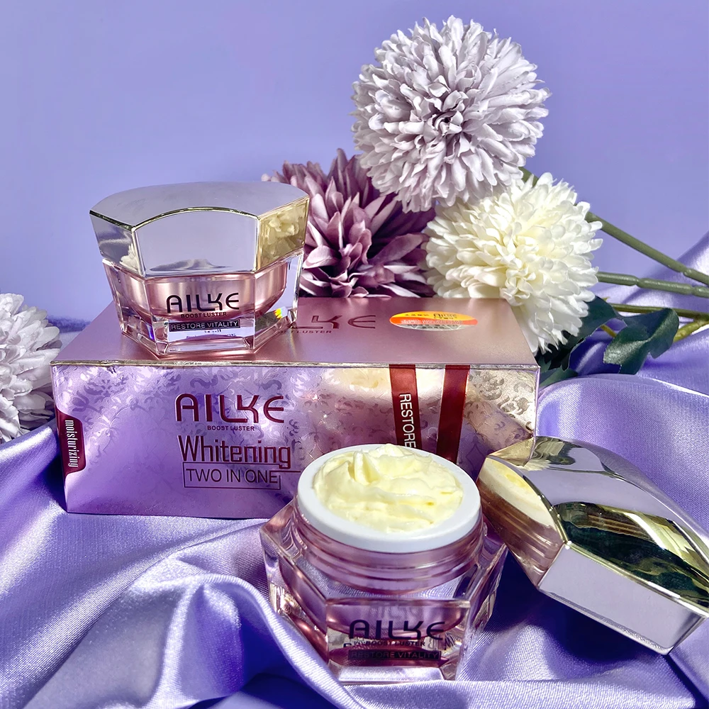 

2018 AILKE Purple anti-aging day and night white whitening moisturizing face cream, Day cream:white/night cream:yellow