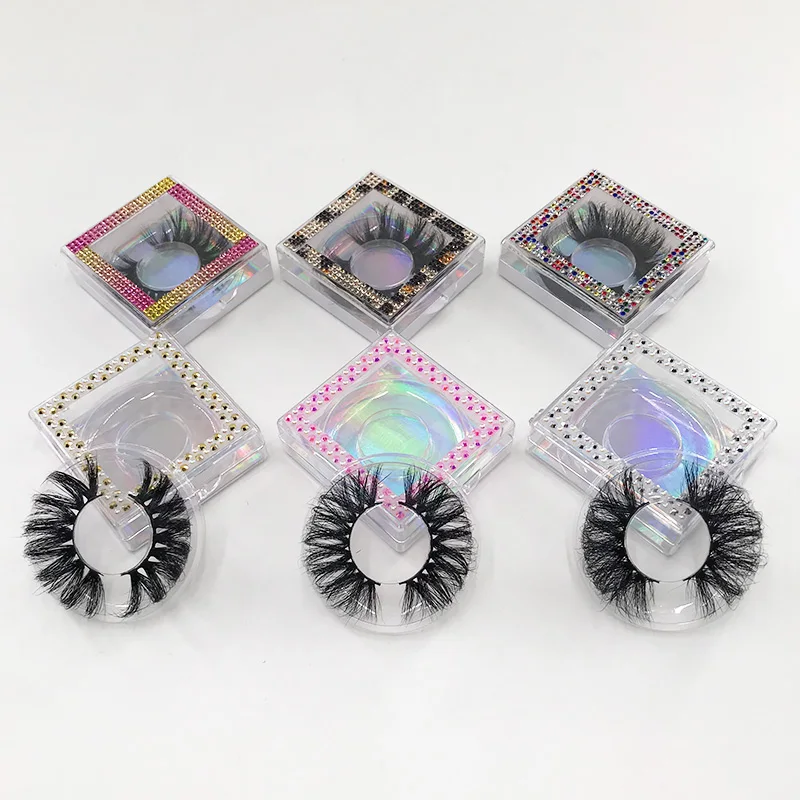 

Bling Pearl Lash Case Glitter 3D Mink Eyelash Box Packaging Rhinestones Empty Lash Box wholesale 25MM Eyelashes, Colorful