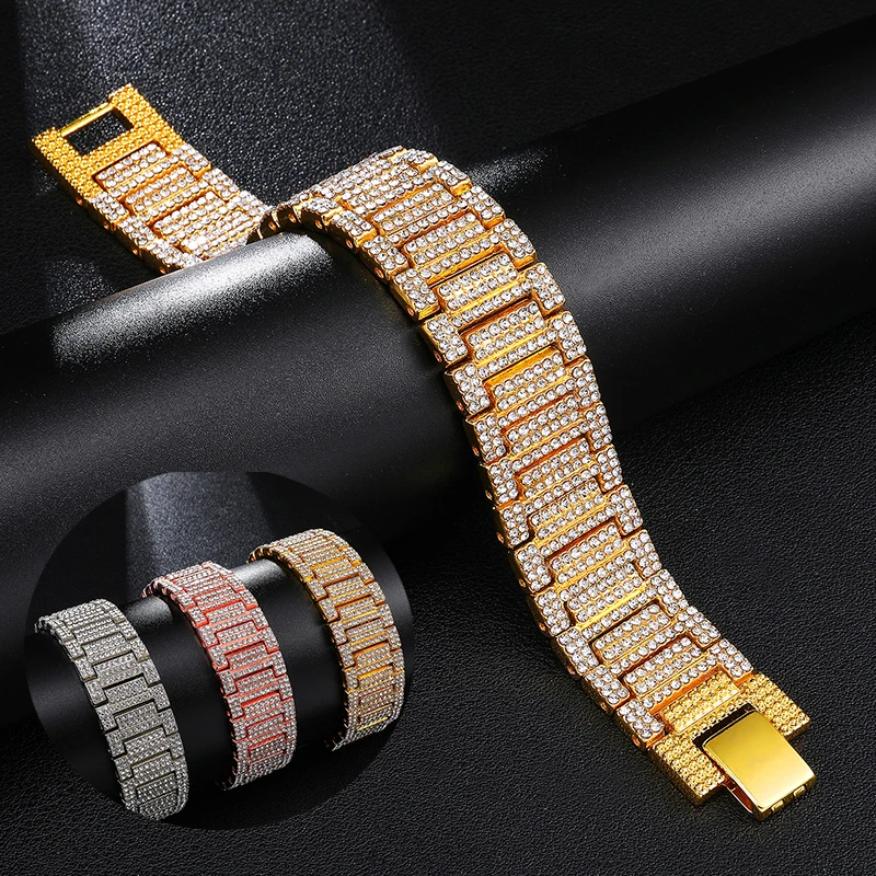 

Yellow Gold Miami Watch Link Chain Bracelets For men Jewelry Wholesale, 24k gold