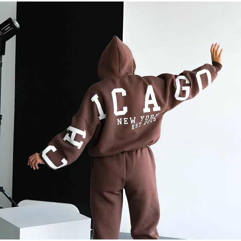 Custom Logo Hoodies and Sweat Pants Jogger Set Womanwomen Tracksuit 2 Two Piece Set Sweatpants and Hoodie Setwomen Hoodies