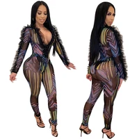 

New arrival 2020 bodycon summer long sexy lace club jumpsuit women for FM-CY8294