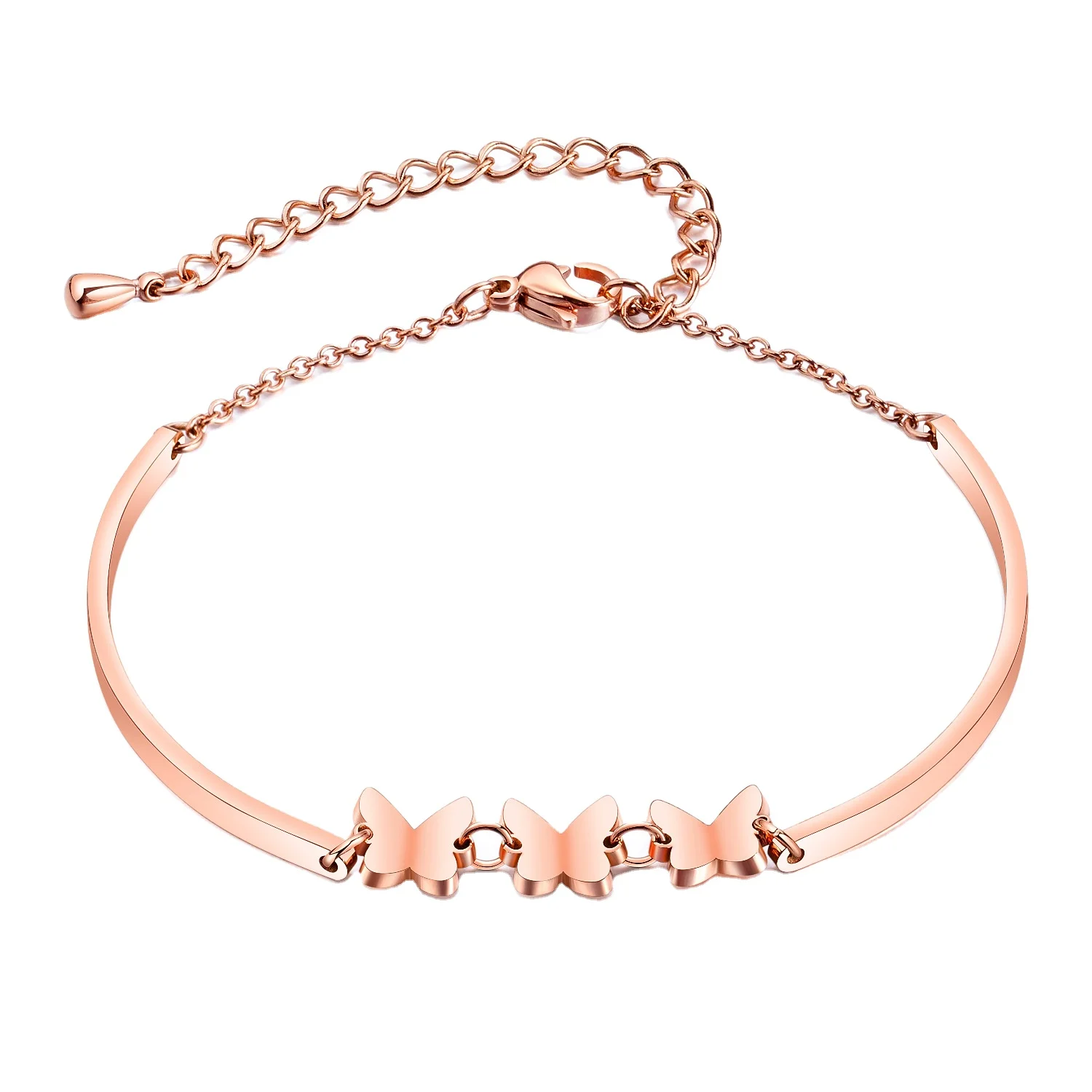 

Welwish Wholesale High Quality Stainless Titanium Steel Butterfly Bracelet For Lady, Stainless /rose gold