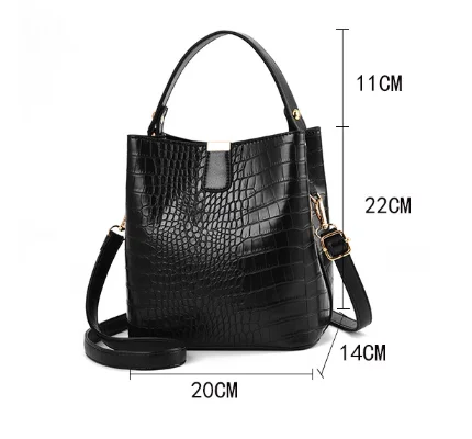 

New arrival leather mini bucket bag lady fashion crocodile handbag for ladies handbag sets, Customized color
