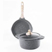 

New design 3 pcs die-casting aluminum granite coating non-stick cookware sets