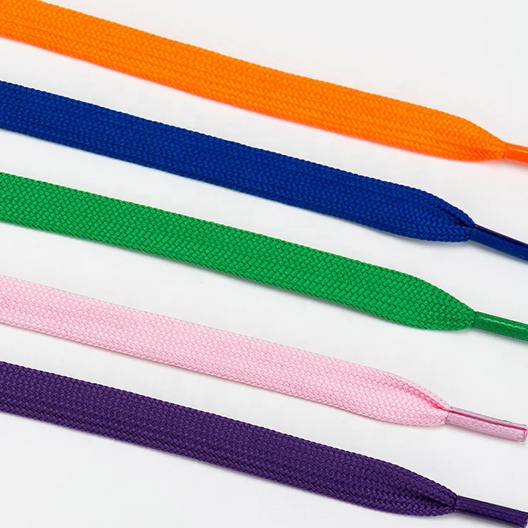 

Amazon Hotsale Colorful 1cm Wide Flat Shoelace Shoestring Plastic Tips Shoe laces DIY Shoe Accessories, As picture