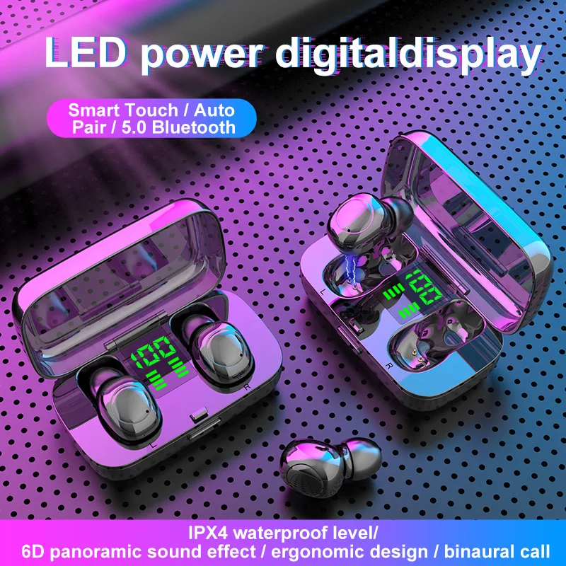 
2019 New Hign Quality Portable Wireless Stereo Earphone Touch control earbuds Tws Earphone With Charging Case 