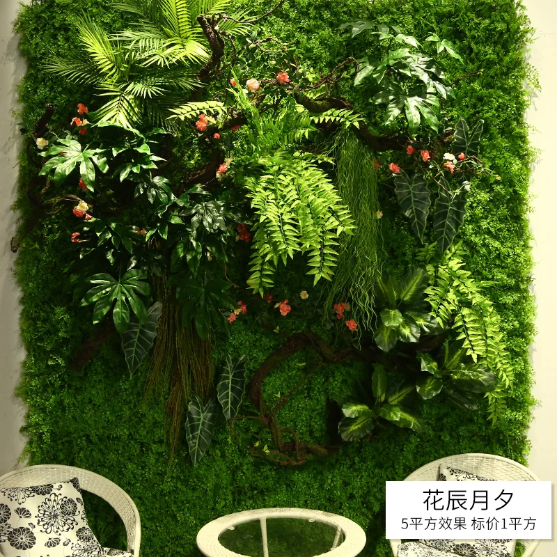 
Indoor Decor Greenery Plastic Hanging Foliage Vertical Wall Plant System Fake Green Leaves Artificial Plants Wall 