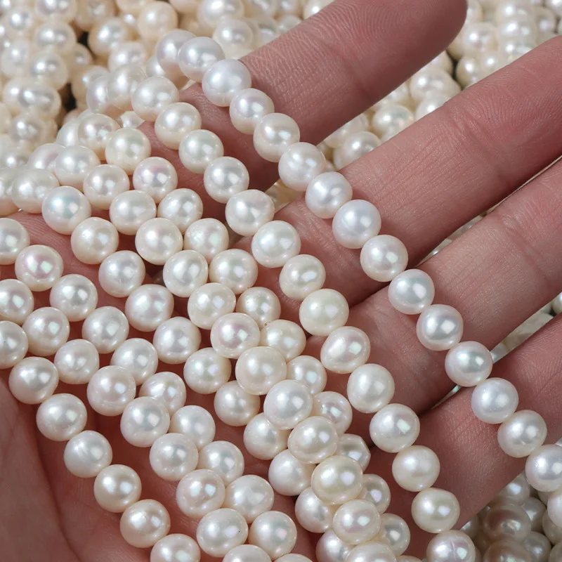 New 6mm Shinny Natural Fresh Water Pearl Semi-finished Bare Chain Handmade Diy Loose Pearl Beads