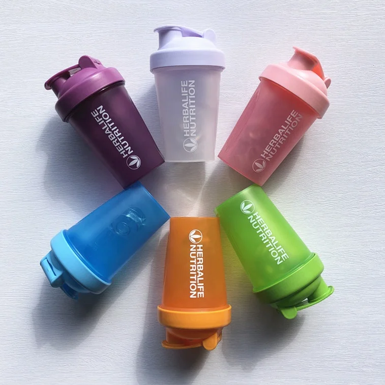 

Low MOQ custom logo protein herbalife shaker water bottle gym milk powder shaker cup 400ml, Customized color acceptable