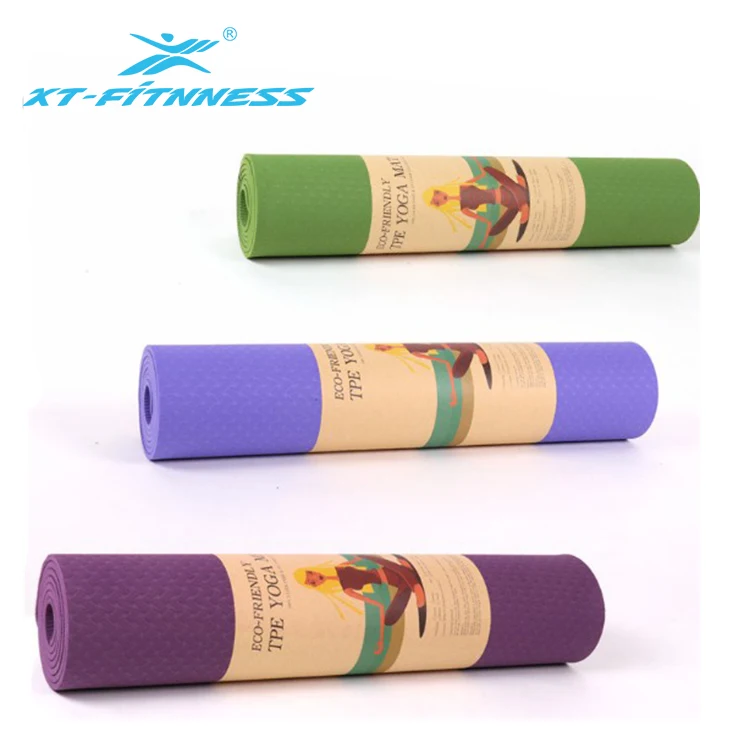 

Custom Printed Fitness Exercise Eco friendly Anti slip Tpe Yoga Mat with Position Line