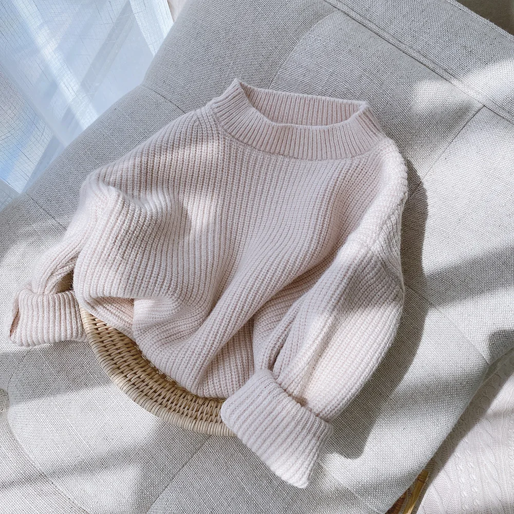 

In Stock Boutique Solid Warm Winter And Autumn Baby Knitted Wholesale Children Sweater, Accept customized color