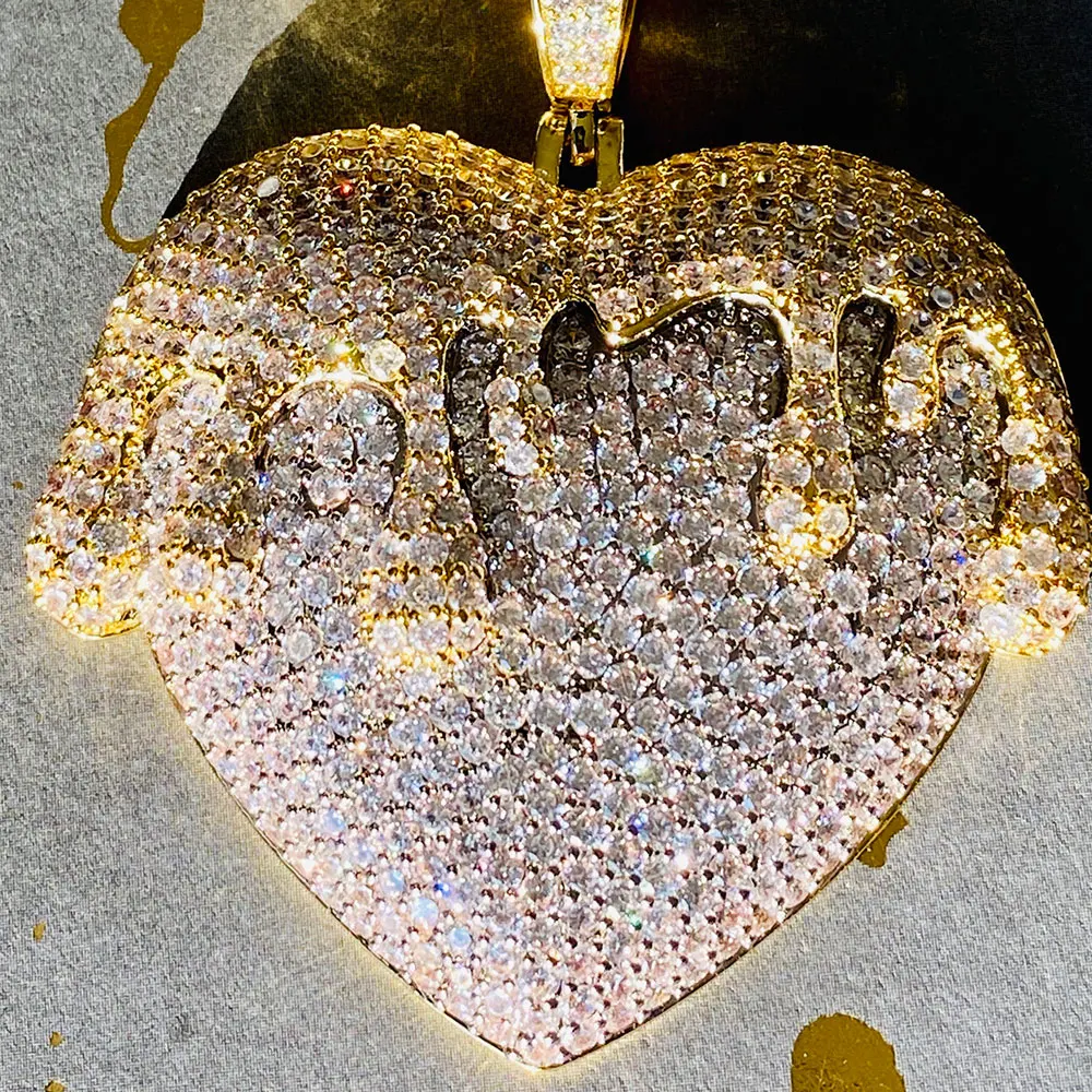 

Discount New Hip Hop Fully Iced Cubic Zirconia Bling Heart Pendant