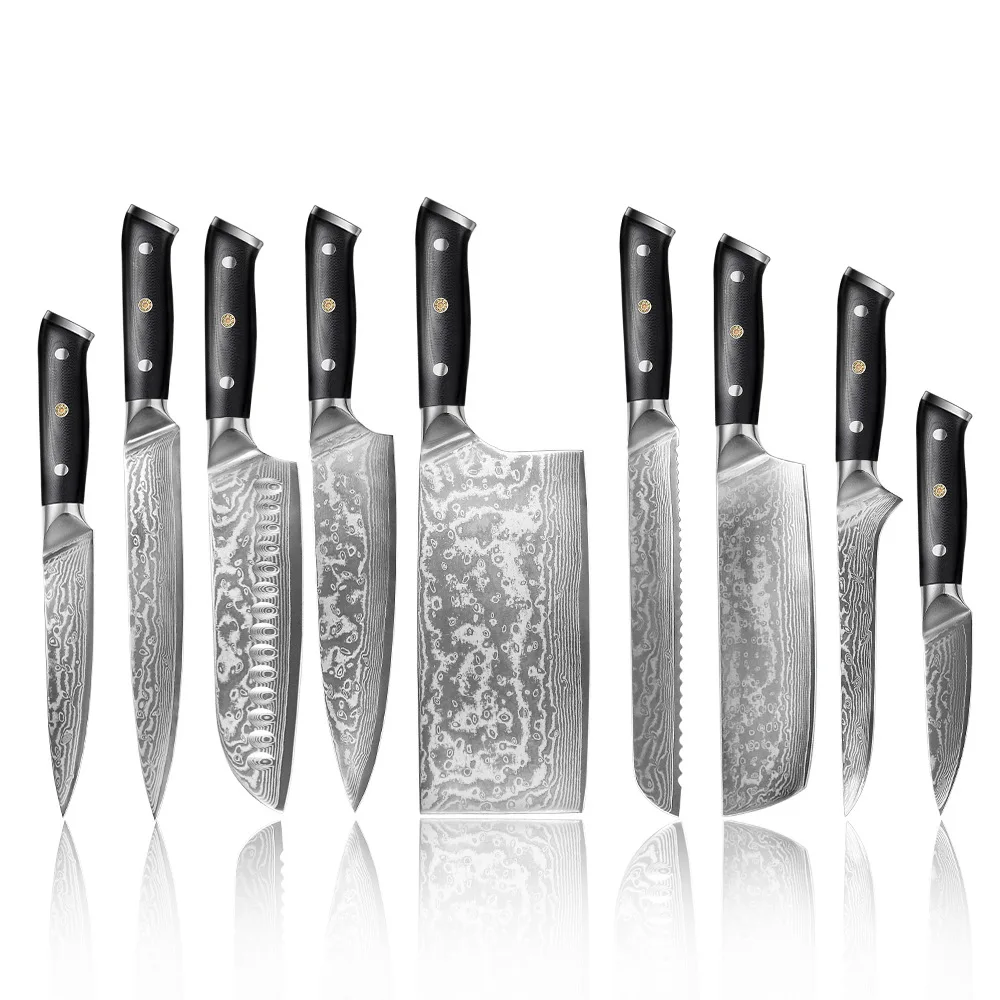 

Damascus Steel Kitchenware Full Set High Hardness Super Fast Sharp Kitchen Home Chef Knife set