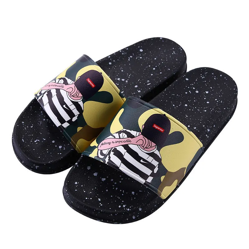 

Factory Tide Brand Hot Selling Men's Sandals And Sags Summer Outdoor Ladies Comfortable Beach Sports Women's Slippers, White, black