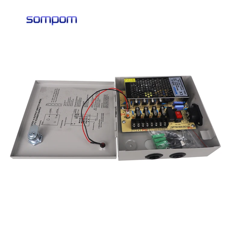 
Sompom Power Supply 12v 5a 4ch CCTV power supply with US plug  (1600145285103)