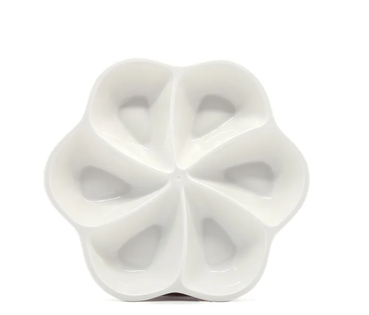 Fine dining restaurant porcelain dishes ceramic white 6 compartment dinner plates set for buffet
