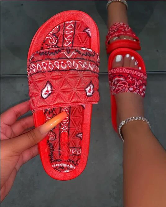 

Custom ladies-slipers manufacturer bandanna slides slippers sandals bandana slides