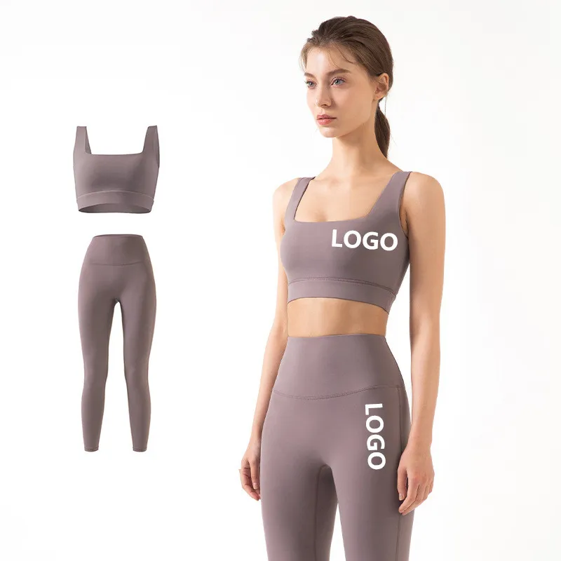 

Fashionable Workout Set Activewear Clothes Women Solid Color High Elastic Butt Lift leggings set, Customized colors