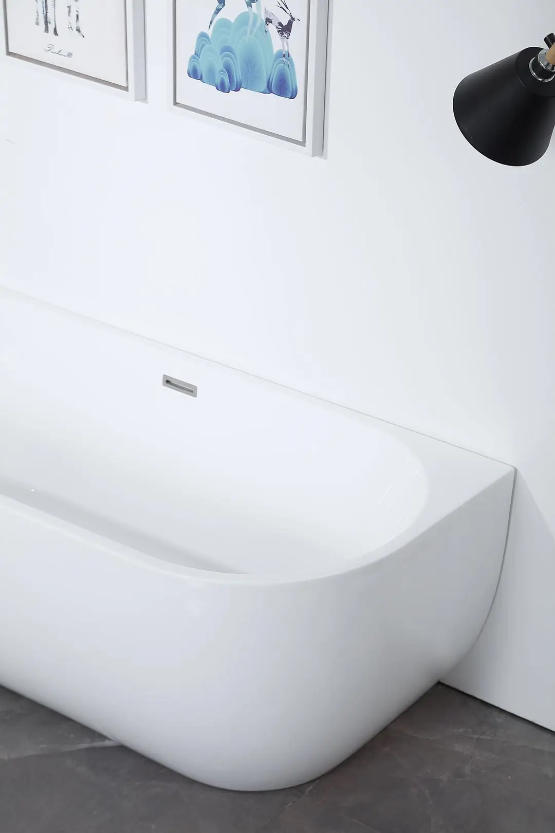 Hotel Bathroom Oval Shaped Bath Tub Solid Surface Artificial Stone Bathtub