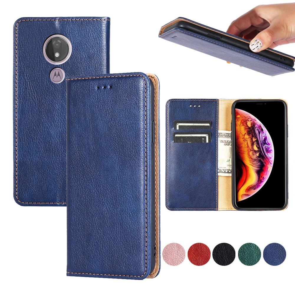 

For Motorola Moto G7 Play Power Back Cover Leather Mobile Cover Protective Case Phone Case Flip Leather Mobile Case Cover Bags, 5 colors for your choose