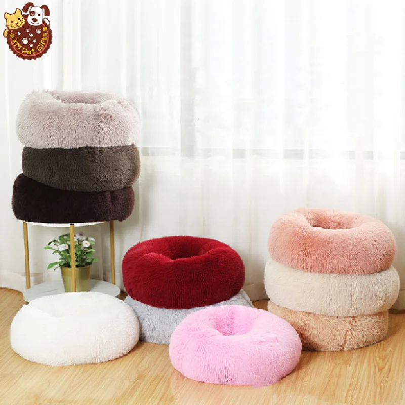 

60cm Wholesale Soft Luxury Round Designer Plush Dog Cat Pet Beds, Custom