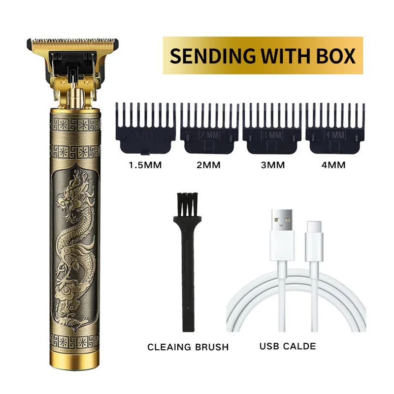 

men's beard shaver wireless electric hair clippers rechargeable razor hair cutting machine beard trimmer professional, Gold black