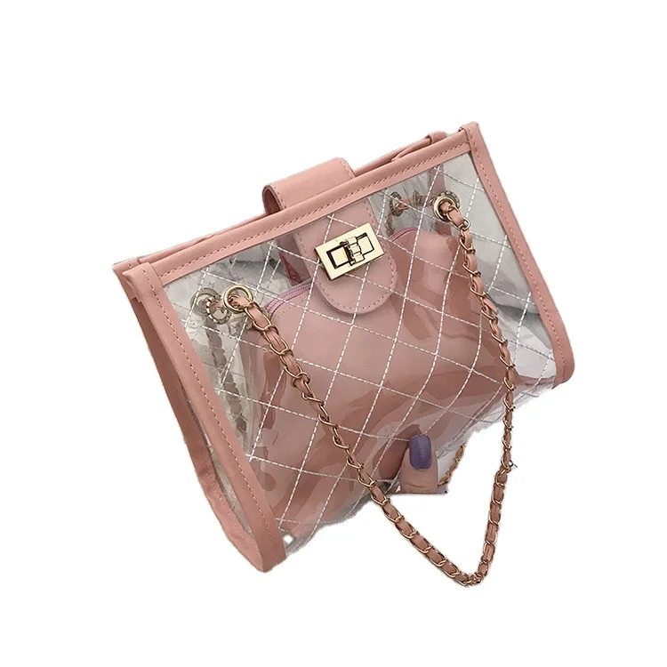 

Design Luxury Brand Women Transparent Bag Clear PU Tote Messenger Bags Female Crossbody Shoulder Bags, Customizable