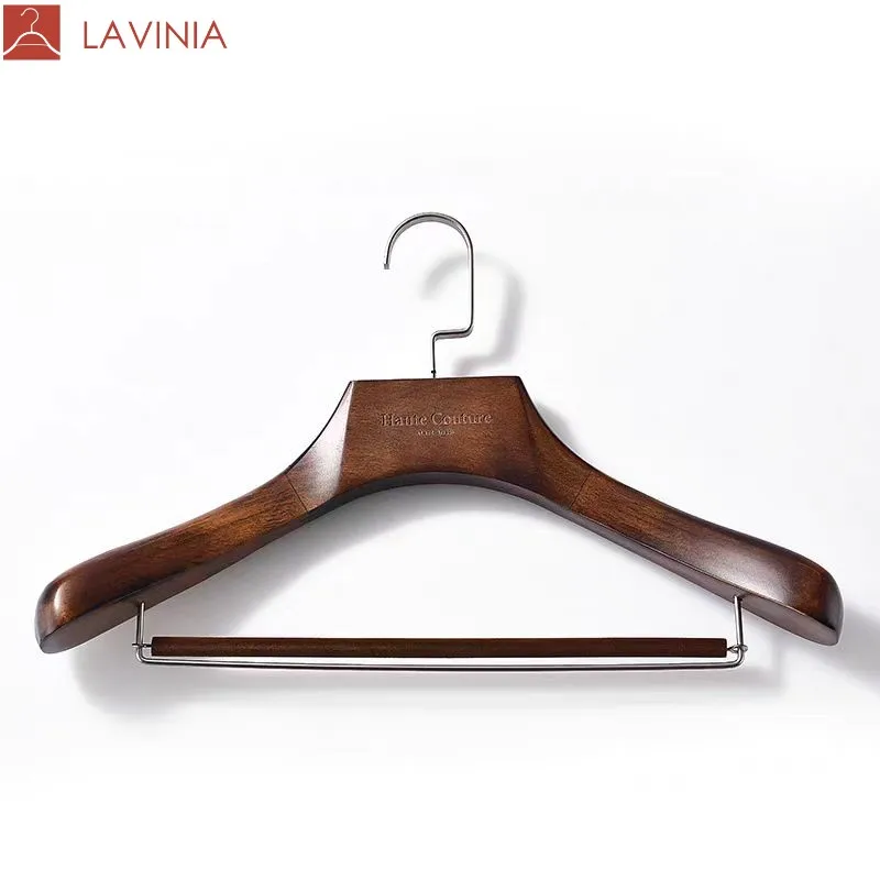 Lavinia Luxury Custom Logo Black Brown Men Coat Suit Hangers Wide Shoulder for Tailored Suit