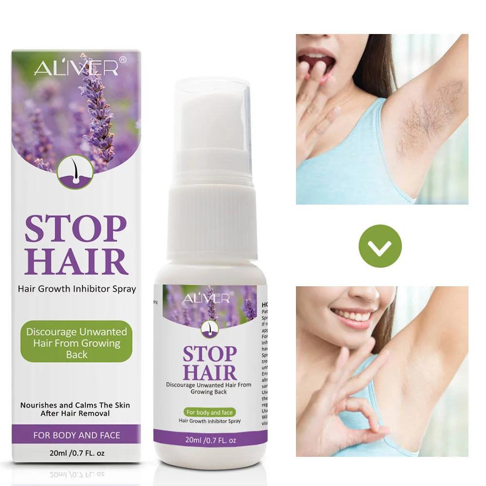 

ALIVER Natural Ingredient Gentle Painless Persistent Inhibition Stop Bikini Intimate Leg Body Armpit Hair Growth Inhibitor Spray