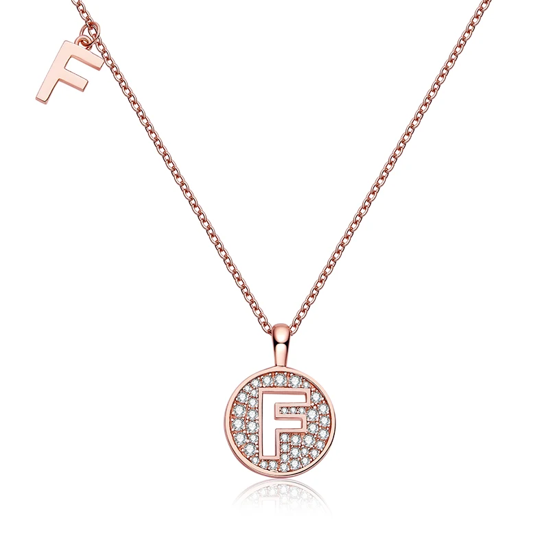 

Sgarit Letter F Pendant Custom Made Jewellery Alphabet F 925 Silver Rose Gold Plated 0.17Ct Moissanite Necklaces Jewelry