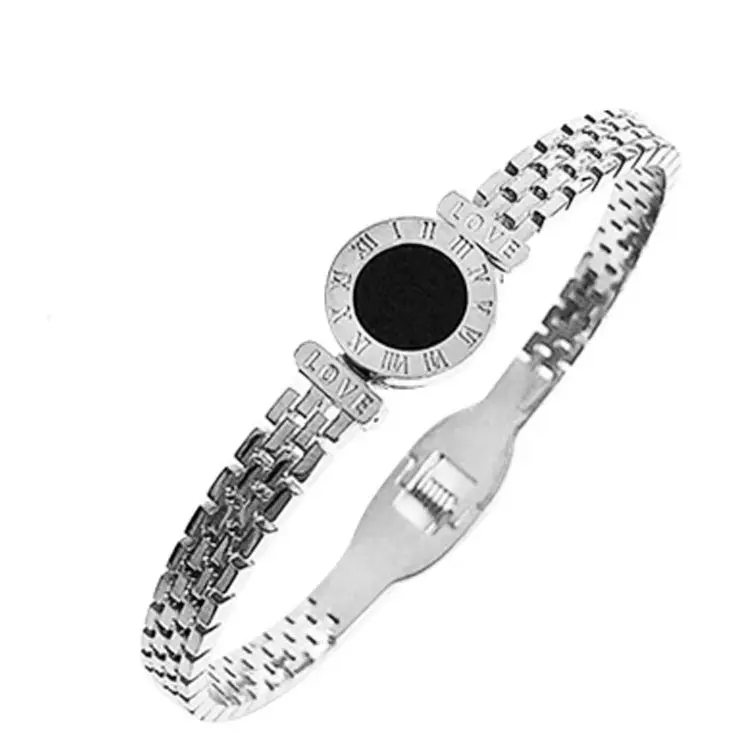 

High Quality Stainless Steel Roman Numeral Bracelet Vintage Rose Gold Couple Hollow Round Love Letter Bracelet