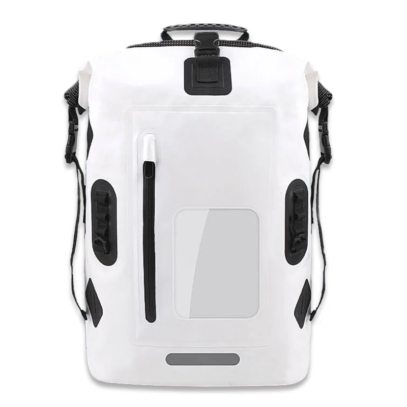 

Outdoor Camping 30L PVC Tarpaulin 100% Waterproof Hiking Backpack for Swimming Running, White