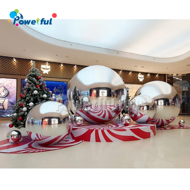 

Shopping mall decoration giant silver balloon reflected metallic ball inflatable mirror ball