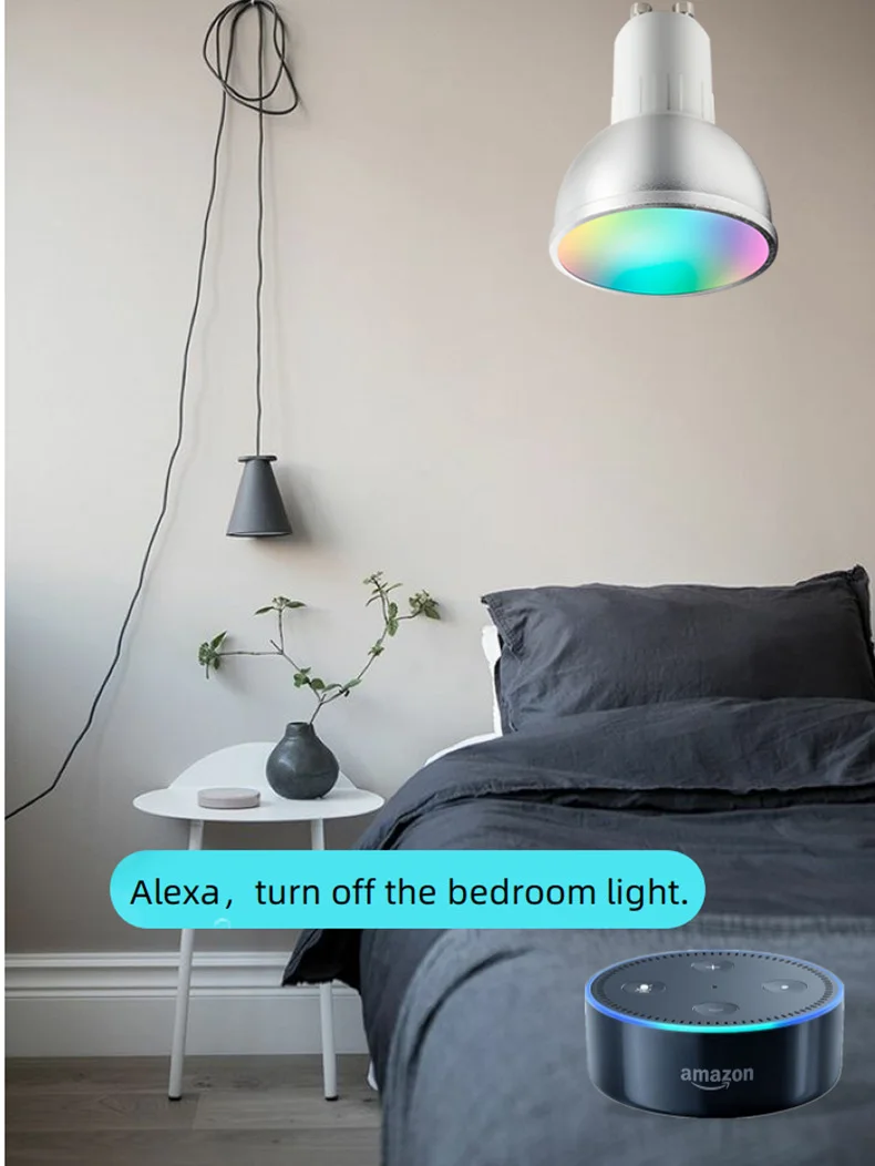 Tuya Smart 5W LED GU10 Spotlight Living Room  Alexa Voice Control LED Bulb RGB+2700-6500K Smart Spot Light
