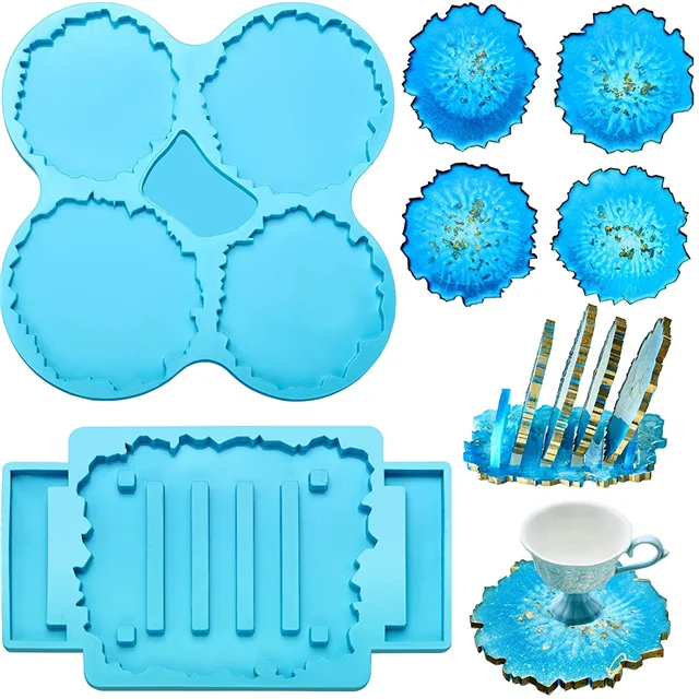 

J064 Amazon Top Seller Afro Beauty Female Flower Coaster Set With Stand 4 Geode Coaster Mold Set With Holder Stand