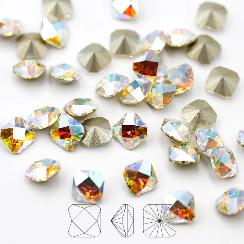 

Paso Sico Wholesale Square kaleidoscope K9 Glass Diamond Loose Glass Stones for Jewelry