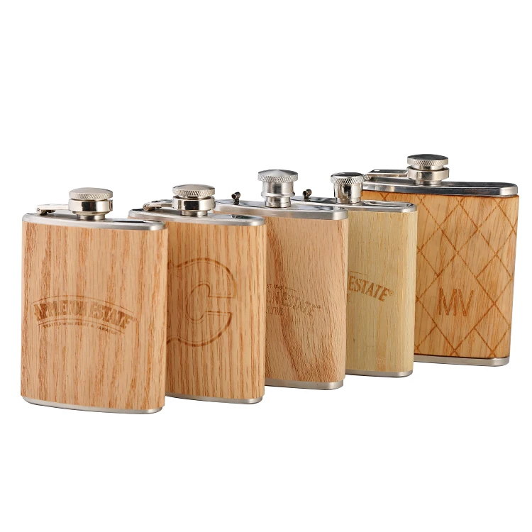 

Mikenda Customized PU leather cover stainless steel 6oz hip flask for liquor alcohol