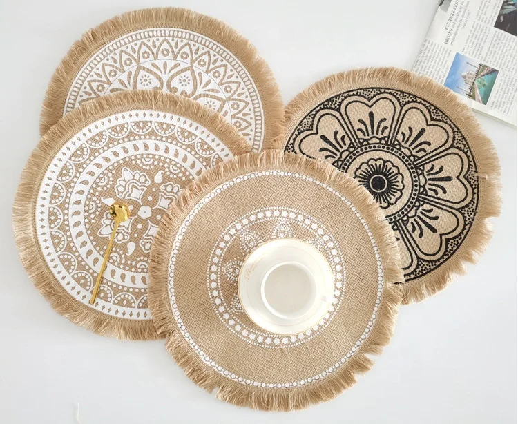 

UNIQ Ins Hot Sale Hemp Coaster Doily Drink Coaster for Tabletop Protection, 5 options