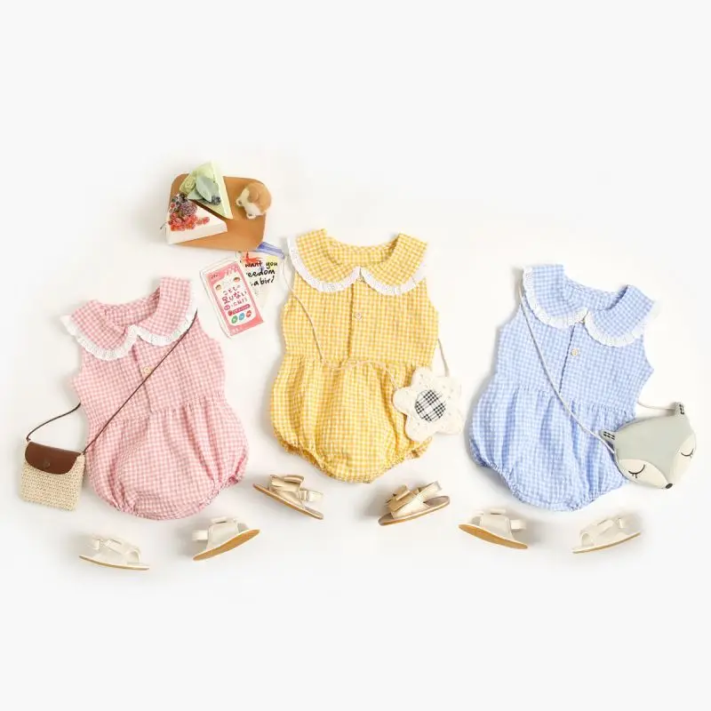 

newborn sleeveless lattice lace bodysuit summer baby girls rompers