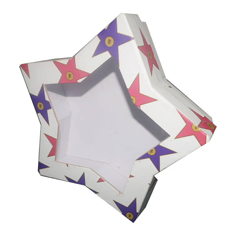 
Dongguan factory cardboard star shaped flower gift packaging for wedding with clear pvc window 
