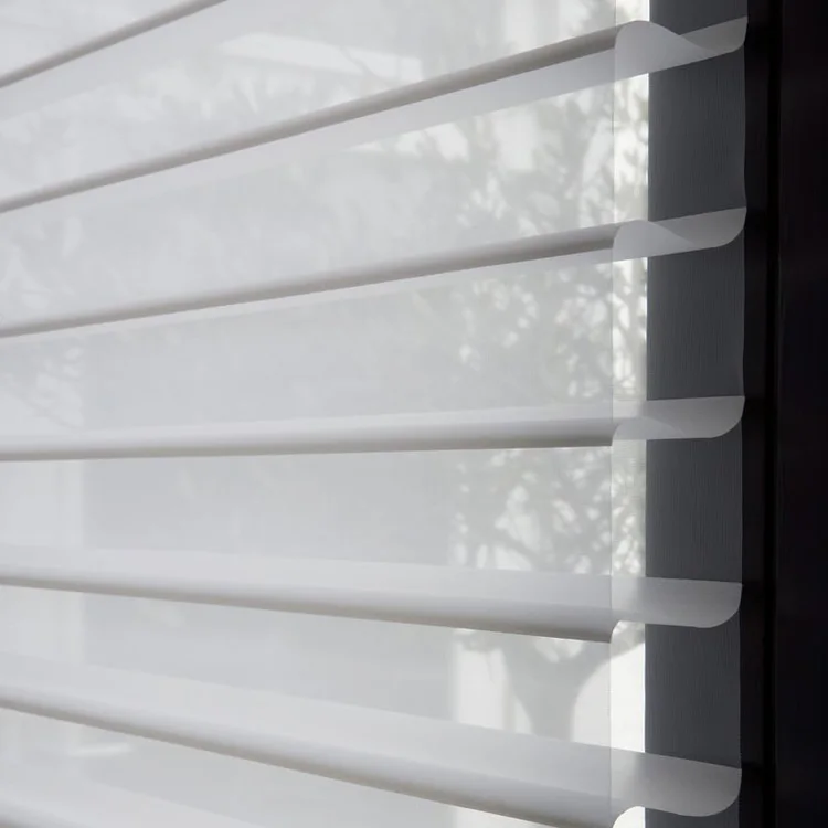 Smart Wifi Electric Shangri La Blind Automatic Triple Roller Sheer Curtain Battery Motorized Silhouette Shade Shangri-La Blinds