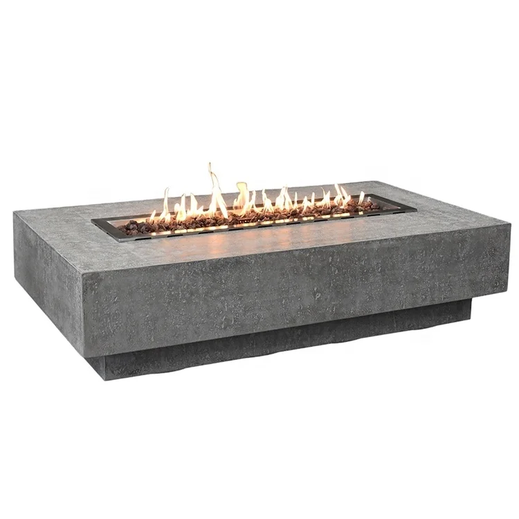 

Elementi garden rectangle concrete patio table fire pit heater gas firepit table propane fire table